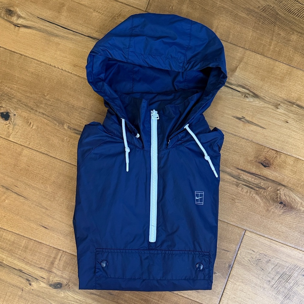Navy Blue Hooded Windbreaker- L